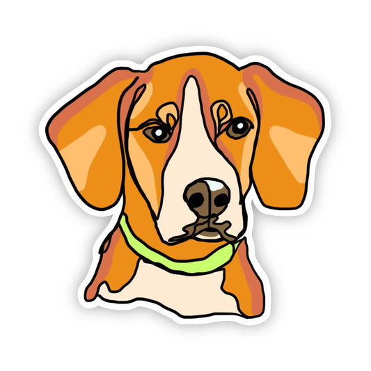 Isolated green-collared beagle vinyl sticker