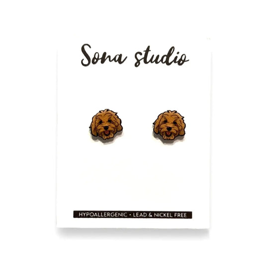Isolated Sona Studio Labradoodle earrings - Hypoallergenic - lead & Nickel Free