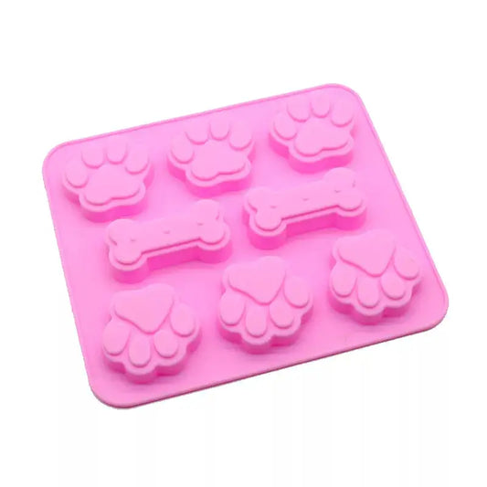Pink Silicone Dog Bone and Paw Mold