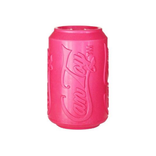 soft pink rubber toy in the shape of a soda can for puppies