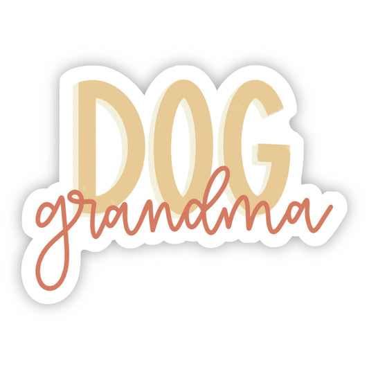 sticker that says dog grandma in light orange and orange