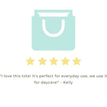 The Crazy Dog Mom tote bag review  that says "I love this tote! It's perfect for everyday use, we use it for daycare!" - Kelly
