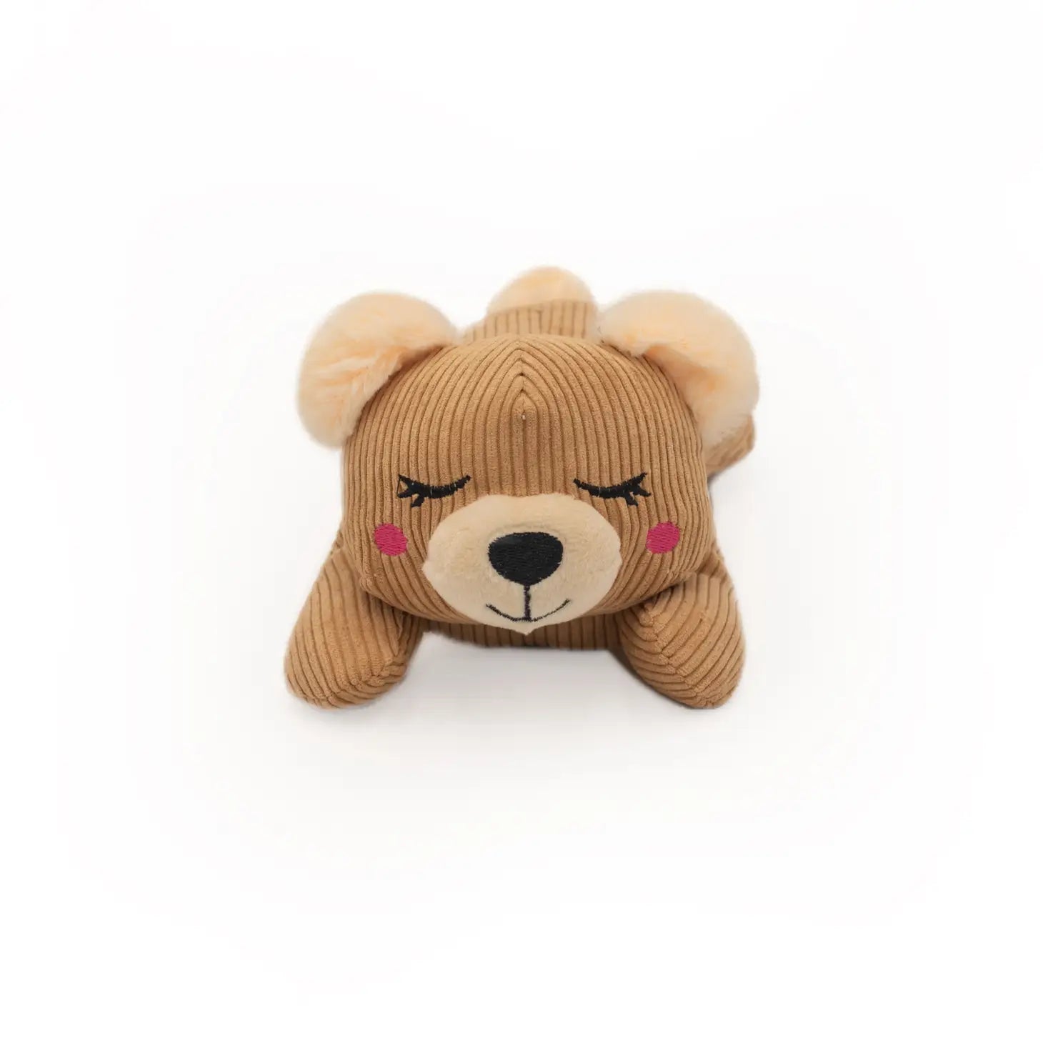Front view of Silent Squeak Bear Dog Toy