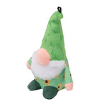 Isolated green gnome with a round nose facing the 7 o'clock position