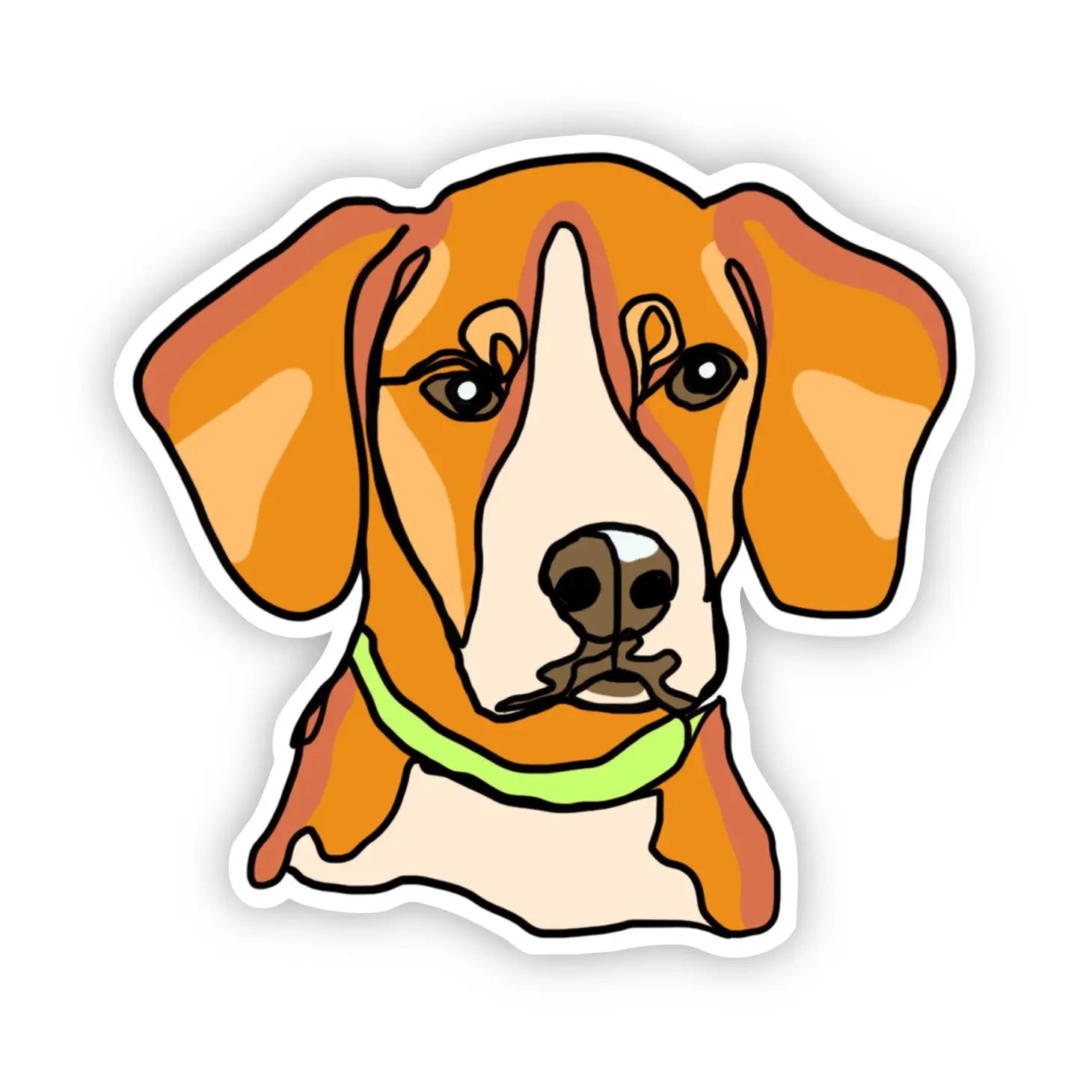 Isolated green-collared beagle vinyl sticker