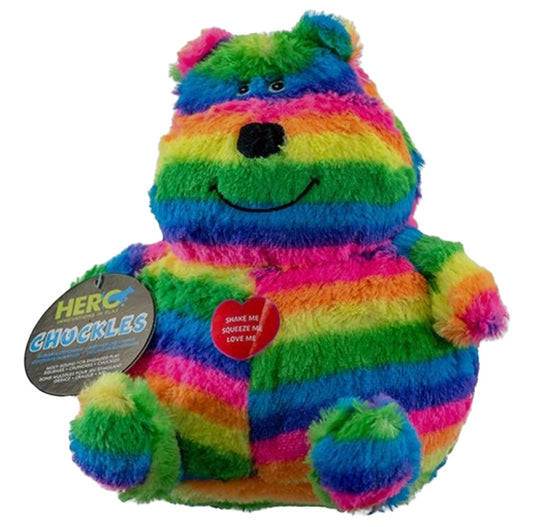 Rainbow Chuckle Bear Dog Toy