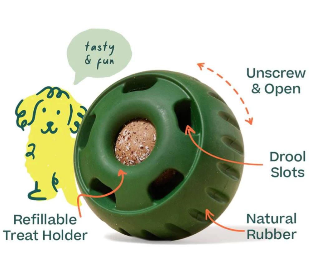 The Pupsicle Tasty & fun Refillable Treat Holder Unscrew & Open Drool Slots Natural Rubber