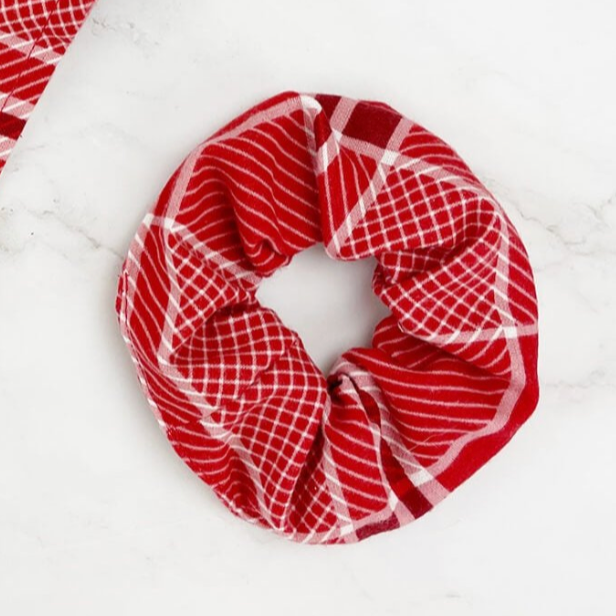 Red Plaid Flannel Scrunchy