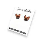 Tan Frenchy Dog Earrings