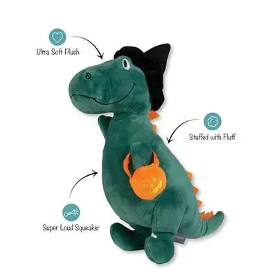 The Candysaurus Rex  Dog Toy is Ultra Soft Plush, Stuffed with FLuff, and has a Super Loud Squeaker