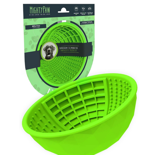 bright green lick bowl for dogs