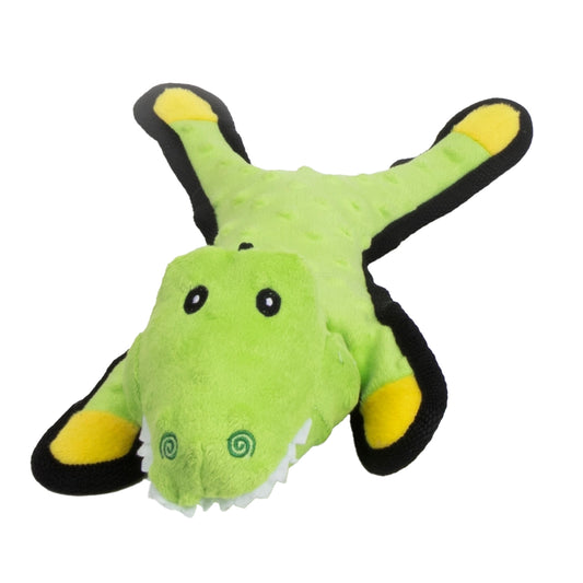 green and yellow alligator dog toy
