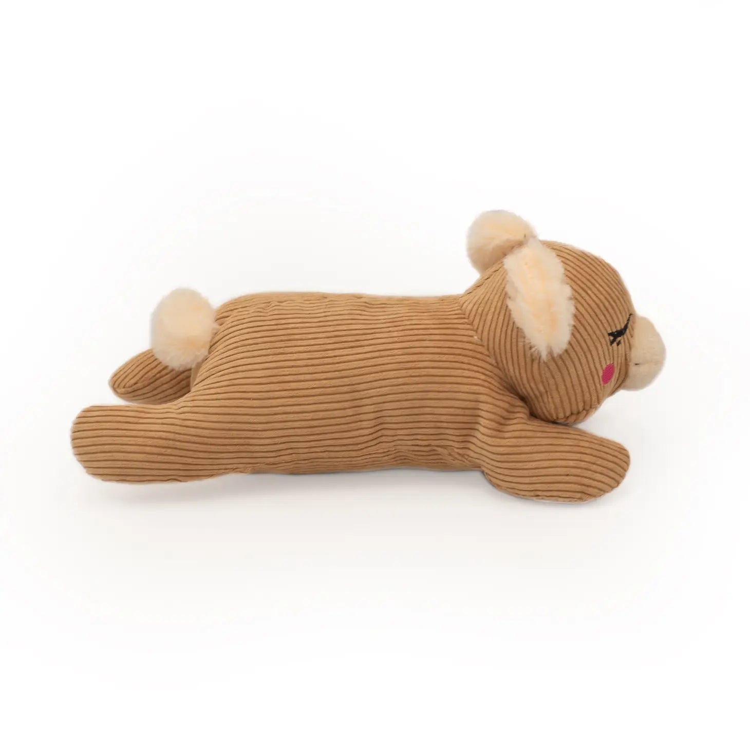 Side view of Silent Squeak Bear Dog Toy