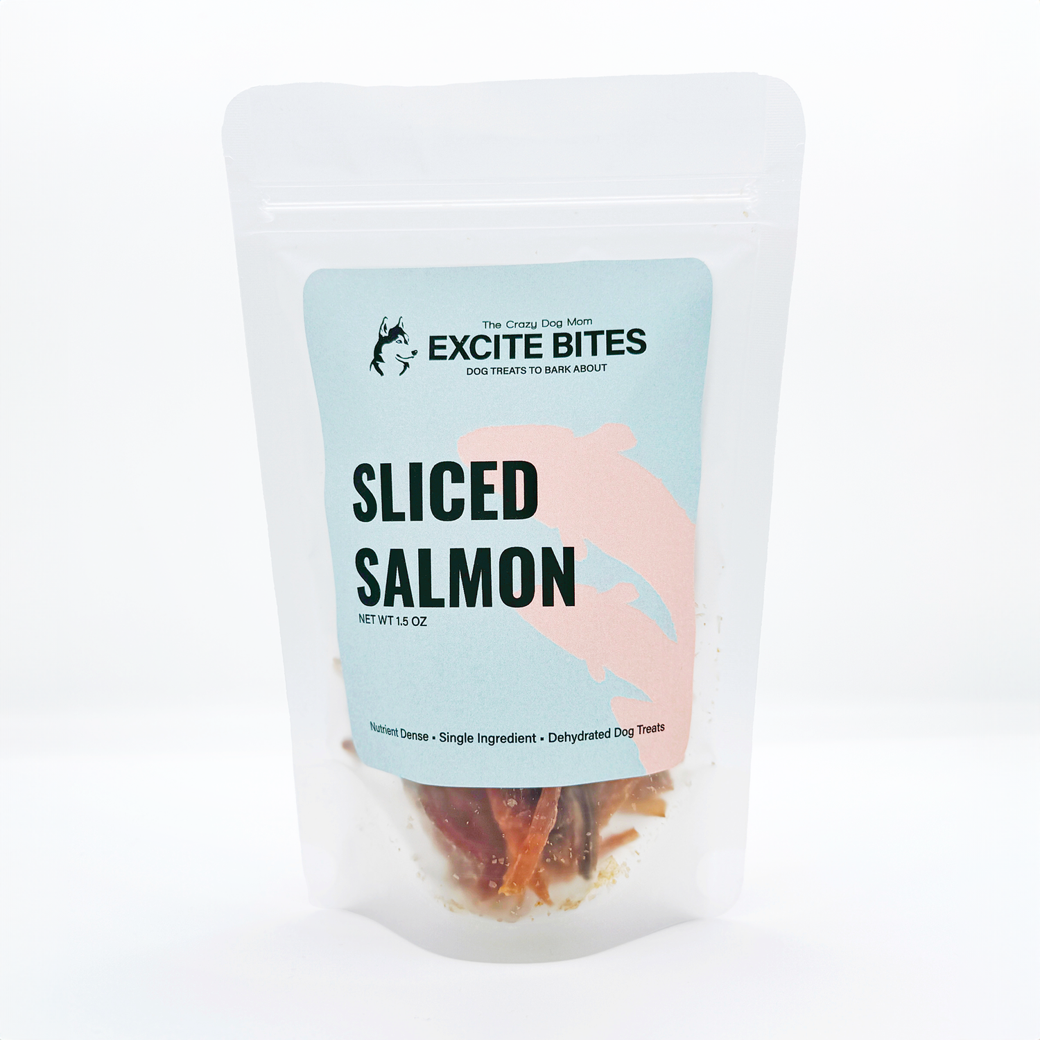 bag of dehydrated salmon Excite Bites dog treats