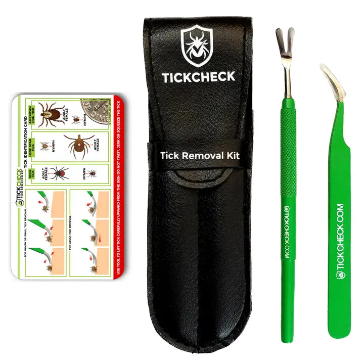 TICKCHECK Tick Removal KIt includes a reference card and two stainless steel tick remover tools