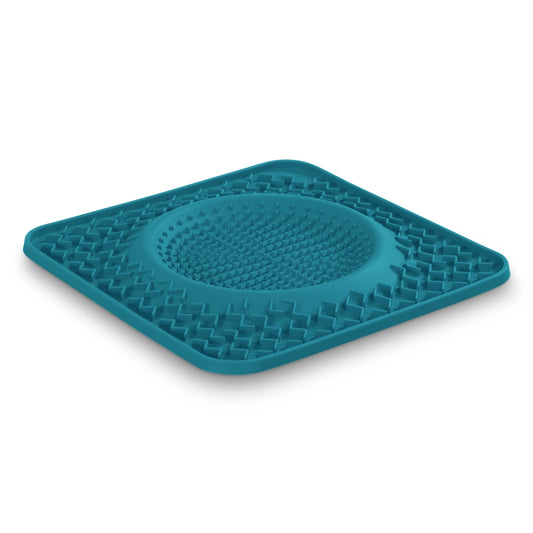 teal lick mat with a slight bowl shape in the middle