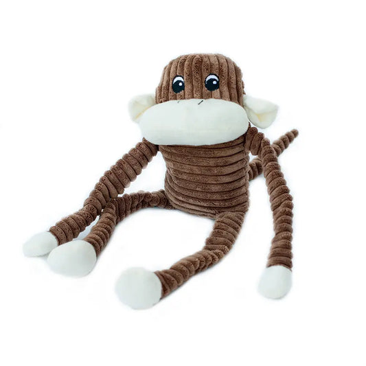 plush, brown monkey dog toy with long arms and tail