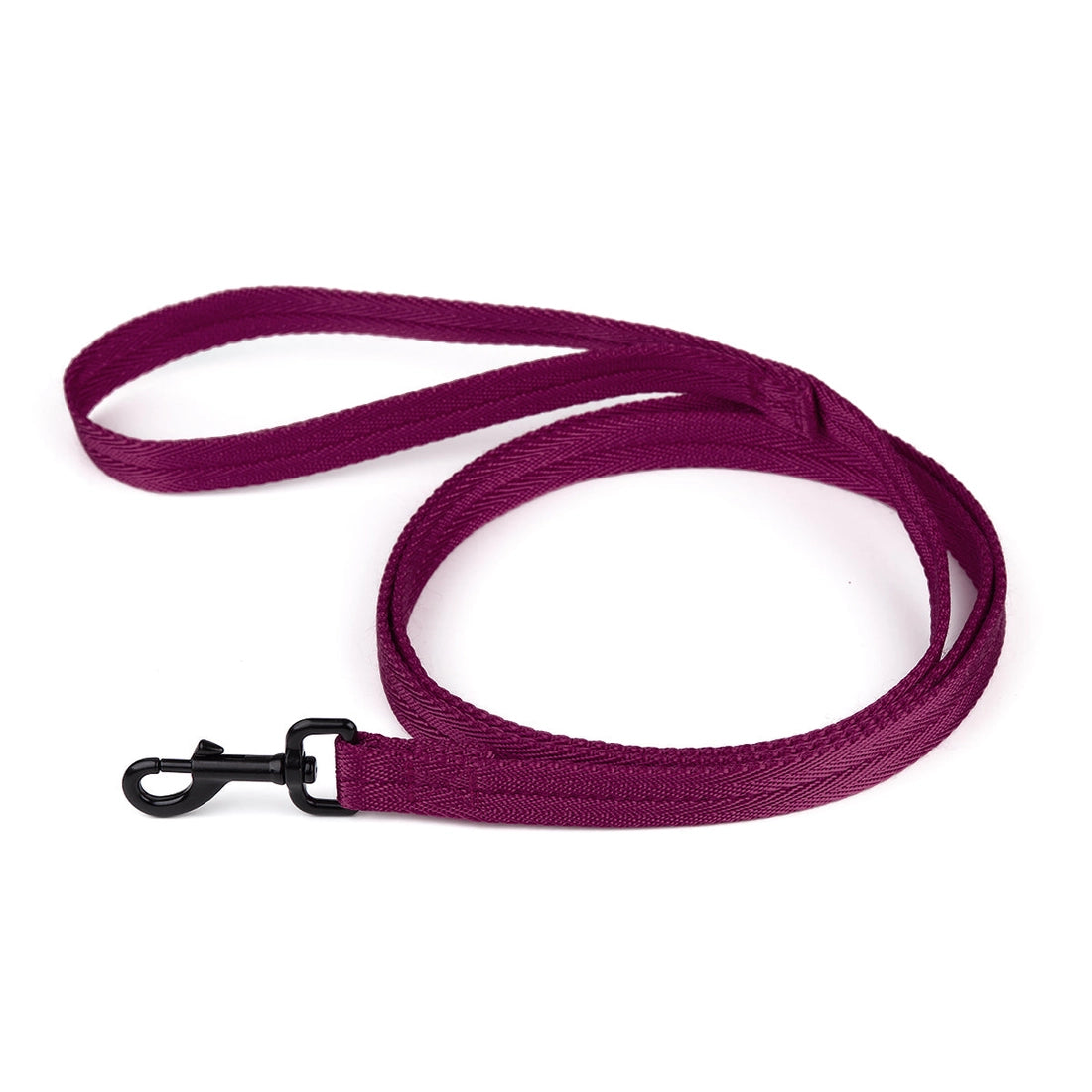 berry wine flat nylon dog leash with black hardware