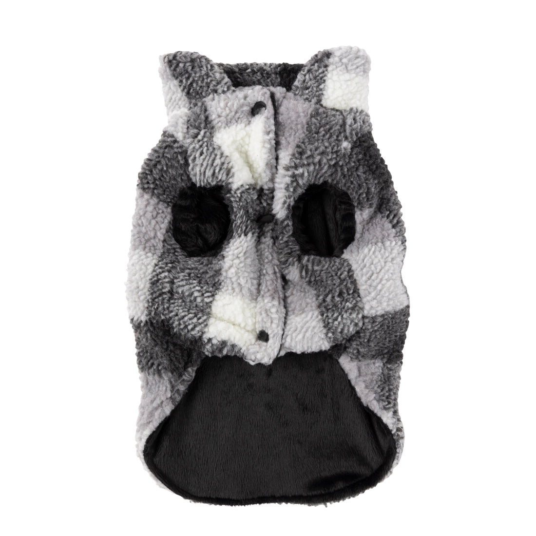 fuzzy checkered black and white dog vest