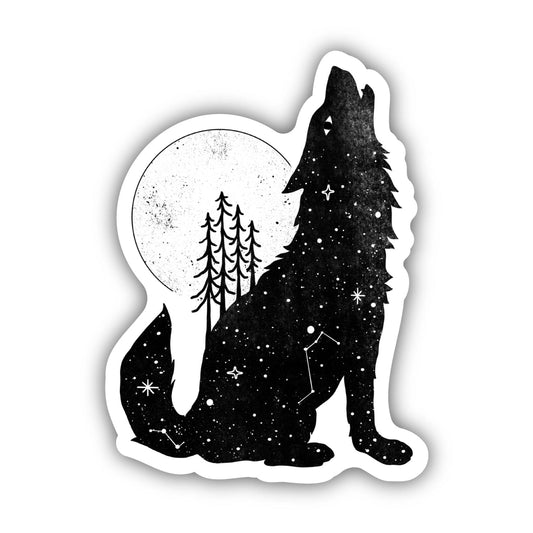 Wolf Howling at Moon Sticker