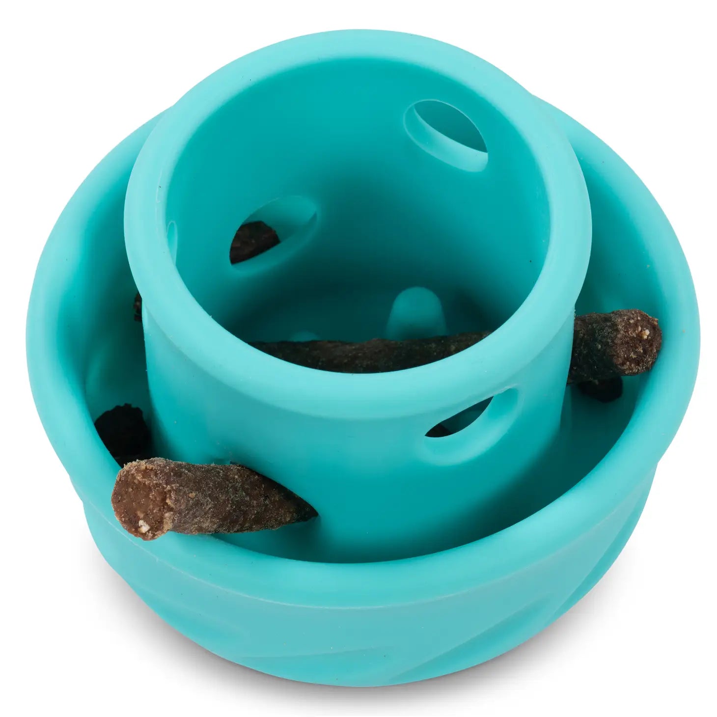 Blue Puzzle'n Play Mushroom dog toy stuffed with treats