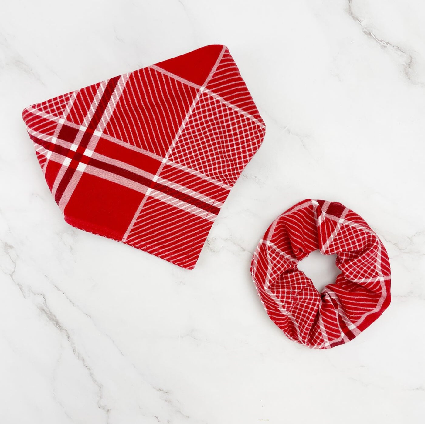 Red Plaid Flannel Dog Bandana