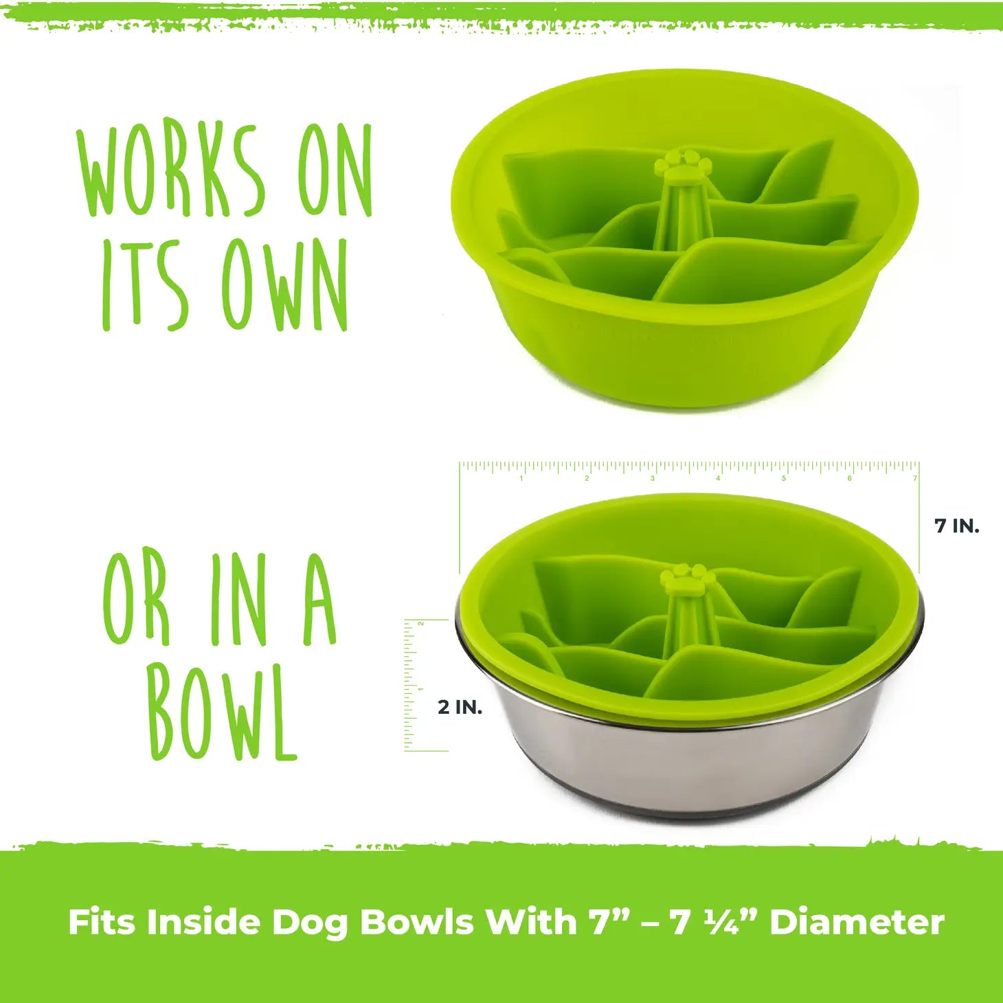 Silicone Slow Feed Bowl Insert works on its own or in a bowl