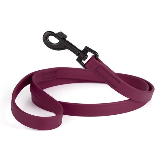 berry wine colors biothane dog leash with black hardware