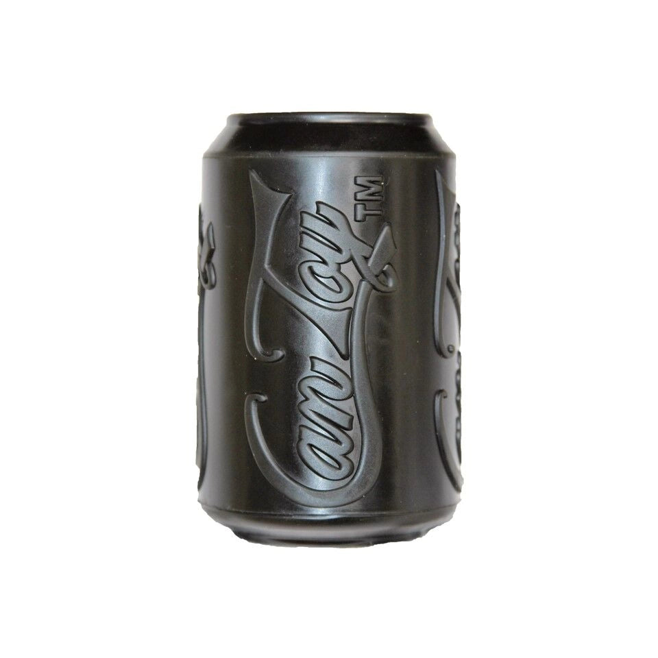 an extra strength rubber dog toy in the shape of a soda can