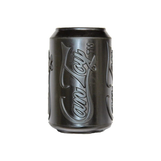 an extra strength rubber dog toy in the shape of a soda can