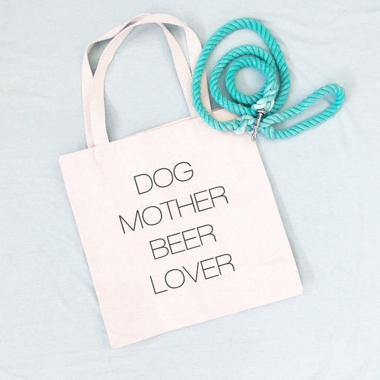 dog mother beer lover tote bag