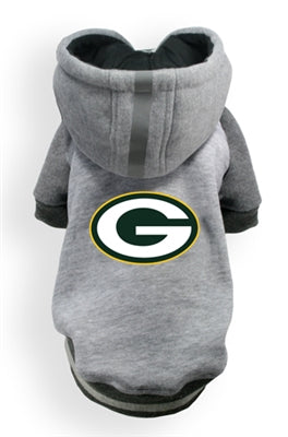 green bay packers hoodie for dogs with packer logo patch stitched on the back