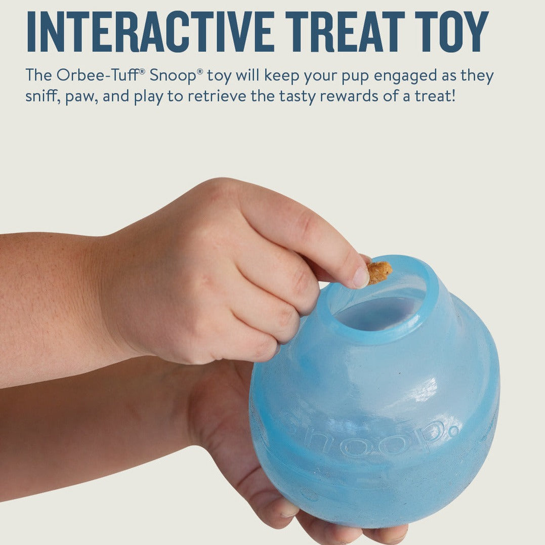 Interactive treat toy The Orbee-Tuff Snoop toy will keep your pup engaged as they sniff, paw, and play to retrieve the tasty rewards of a treat