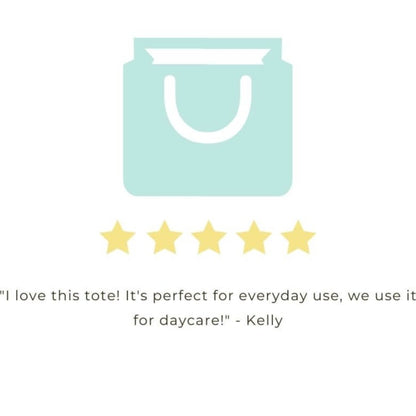 The Crazy Dog Mom tote bag review  that says "I love this tote! It's perfect for everyday use, we use it for daycare!" - Kelly